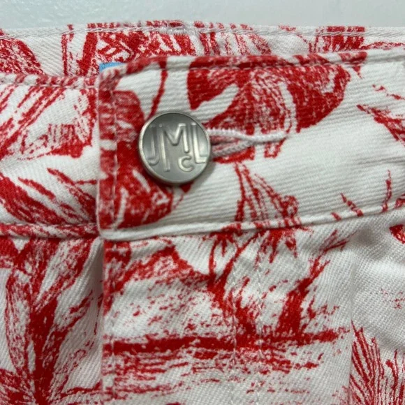 J Mclaughlin Richland Skirt 4 NWT $168 Knee Pencil Denim Heron Toile Coral White - Picture 3 of 9